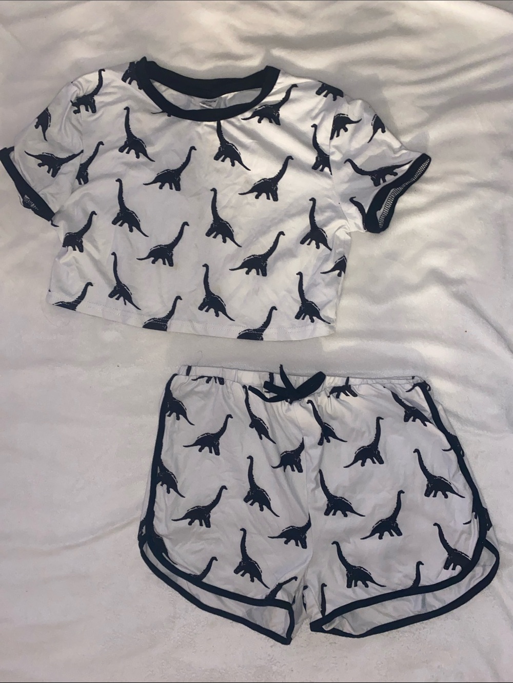 Kids White and Black Dinosaur 2 pc Pajama Set